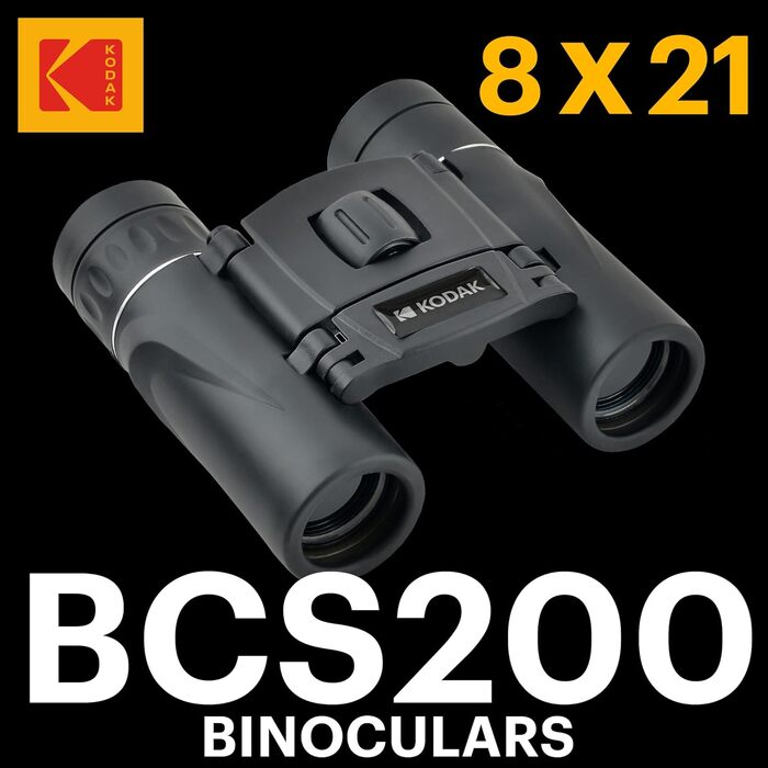 Бінокль KODAK BCS200, компактний, 8-кратне збільшення, 126 м/1000 м, з ременем і чохлом, чорний