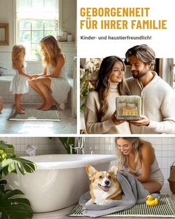 Набір килимків для ванної кімнати: антиковзаючі килимки, набір 2 шт., бохо-стиль, для ванної, спальні, вітальні, 51 x 120 см + 41 x 61 см, коричнево-білий (зелено-білий)