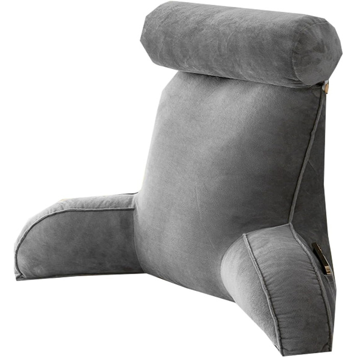 Зручне дихаюче крісло для читання з підтримкою спини, однотонне, знімний підголівник, можна прати, м'яке спижнє крісло (Сірий, 85 x 60 см)
