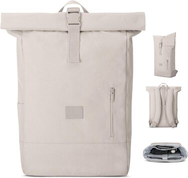 Рюкзак Johnny Urban Rolltop для жінок і чоловіків - Robin Large - Денний рюкзак з відділенням для ноутбука 16 дюймів - Перероблений ПЕТ - 18-22 л - Водовідштовхувальний (один розмір, пісок)