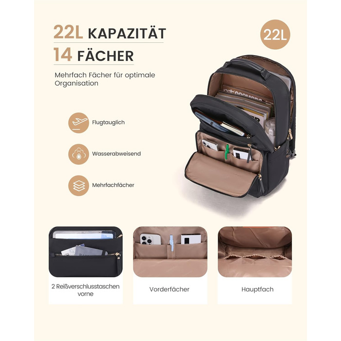 LOVEVOOK Рюкзак для ноутбука, водонепроникний, для жінок, для роботи, школи, подорожей (15,6 дюймів, сіро-зелений)