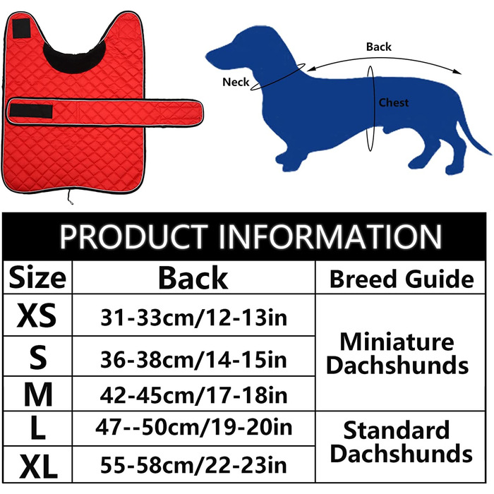 Куртка зимова MOREZI Dachshund, водонепроникна, вовна, регульована, M (XS, 31-32см), червона