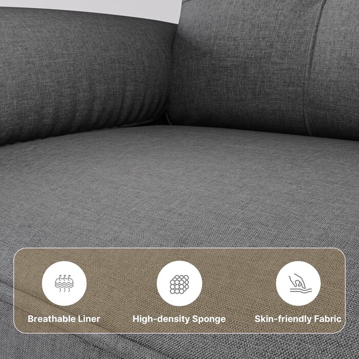 Диван Xbro 2-місний, компактний диван з підлокітниками та бічною кишенею, сучасний диван з тканини для вітальні, квартири, офісу, проста збірка, 144 x 77 x 77 см, темно-сірий