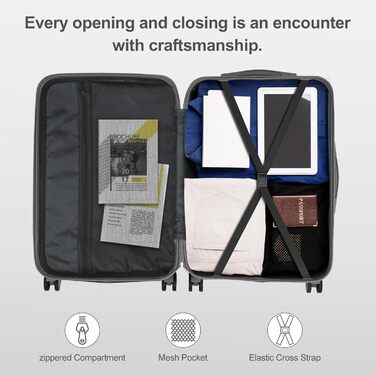 Набір валіз LALAHO 2 шт: велика та невелика, з косметичкою, з ABS пластику, телескопічний ручка, захист кутів, сірий