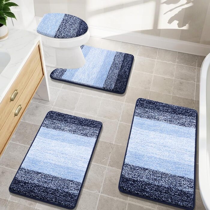 Набір килимків для ванної кімнати Bsmathom, 4 шт. з кришкою для унітазу, м'які, швидковисихаючі, нековзні, можна прати в пральній машині, килимки для ванної з U-подібною контуром, килимок для унітазу, помаранчевий (18'x26'+20'x31'+U20'x24'+Cover19'x21')