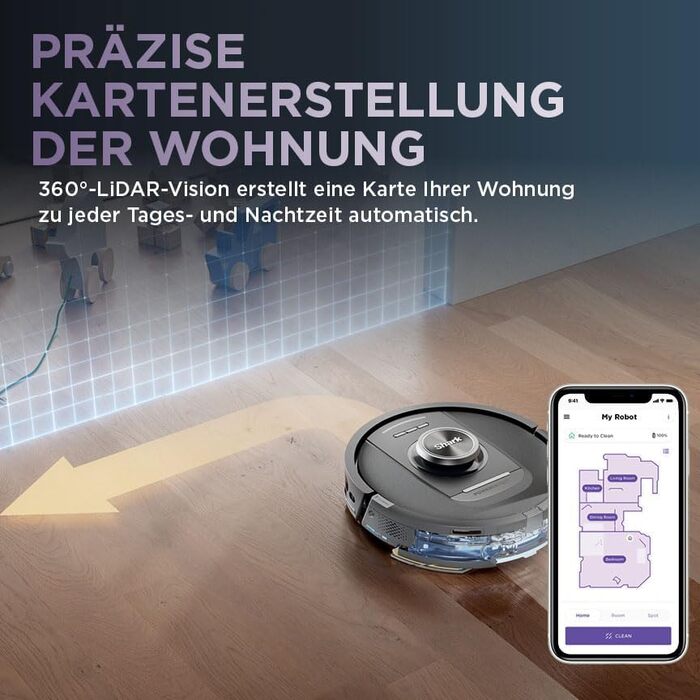 Робот-пилосос та миючий робот Shark PowerDetect RV2800ZEEU: 2-в-1, самостійне очищення, LiDAR, App-керування, чорний