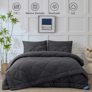 Ковдра CozyLux 4 сезони 135x200, 2 частини всесезонна та літня ковдра, біла/сіра