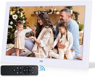 Цифровий фотомонтаж 10.1 дюйма, IPS, 1280x800, USB/SD, фото/музика/відео, календар, будильник, настінний монтаж, білий