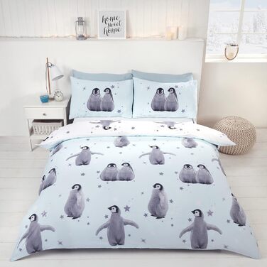 Комплект підковдри Rapport Penguin Pattern, лід, односпальне ліжко 200x135 см