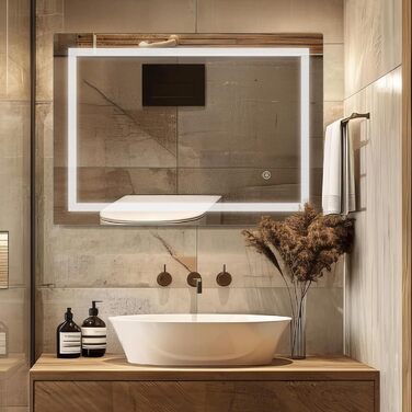 Дзеркало для ванної кімнати Sanitemodar LED 50x70 см з підсвічуванням, антизапар, сенсорне керування