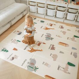 Дитячий ігровий килимок Youuy 196x177x1 см, дитячий складаний килимок для повзання, дитячий килимок для двосторонніх ігор, нековзний водонепроникний матеріал XPE, дитячий килимок для дому та на відкритому повітрі