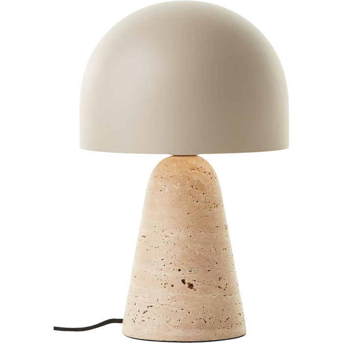 Настільна лампа Lightbox Mushroom, цоколь з травертину, E14, висота 31см, бежевий