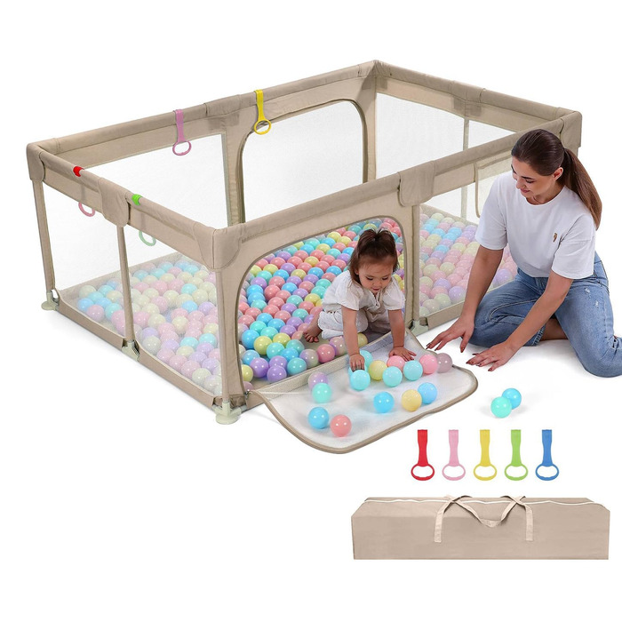 Дитячий ігровий центр Dripex 124x124 см, сірий. Laufstall (біговий загін) з дихаючою сіткою, Laufgitter, Playpen.