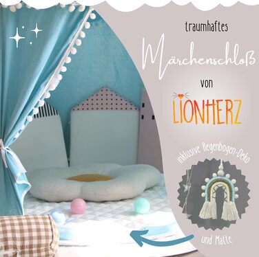 Дитячий намет LIONHERZ® DAS ORIGINAL: Принцесин замок з бавовни та льону | З фібергласовими стержнями та сумкою | Стабільний намет-тіпі для дівчаток (без аксесуарів)