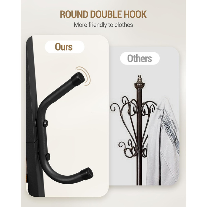 Вішалка для одягу Hzuaneri з великим кошиком для зберігання, 3 полиці, 16 гачків, 182,5 см, коричнево-чорна CR27301B