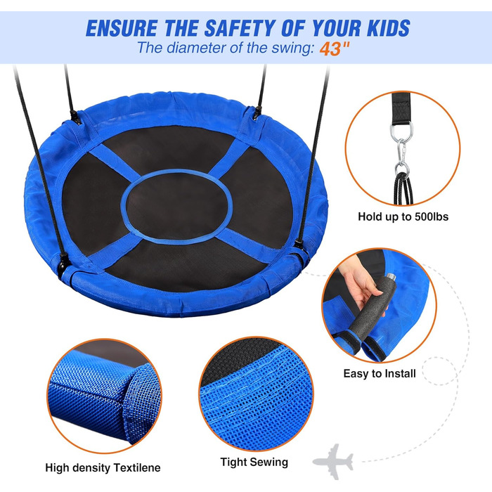 Шоукель REDCAMP Ø 110 см, водостійкий Textilene, для саду та майданчика, блакитний