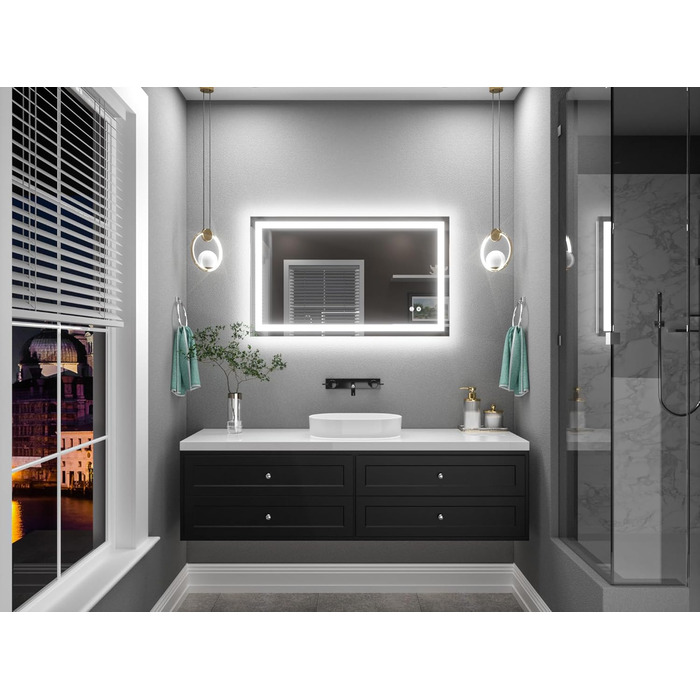 Дзеркало для ванної кімнати TETOTE з підсвічуванням 90x90 см, без рами, LED-touch, 3 кольори, регулювання яскравості, пам'ять (60x100 см)