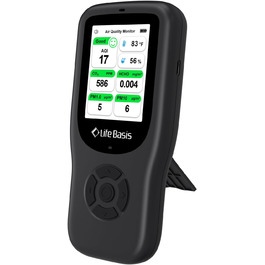 Детектор якості повітря LifeBasis 10 в 1: формальдегід, AQI, PM2.5/PM10, HCHO, TVOC, CO2, температура, вологість. USB зарядка для дому та офісу