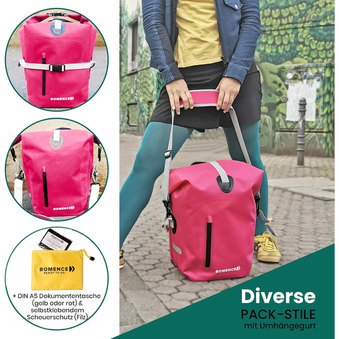 Кофр і рюкзак Bomence 2 в 1, багажна полиця для велосипедного рюкзака, сумка-переноска з функцією рюкзака, комбінована сумка для велосипеда (рожевий набір)