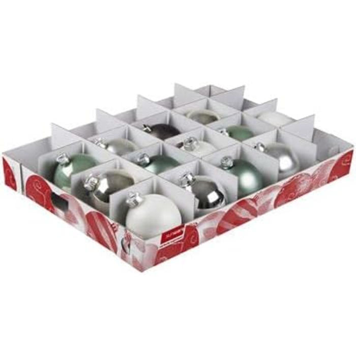 Ялинкова коробка SUNWARE Nesta 60 л з піднятим кришкою + лотки для 60 іграшок (діаметр 70-80 мм) - прозора/червона