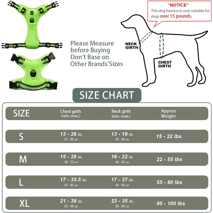 Шлейка для собак, Шлейка для собак без ПУ, Шлейка для собак без ПУ, для великих собак середнього розміру, М'яка дихаюча шлейка для собак з висувною ручкою (XL, світло-зеленого кольору)