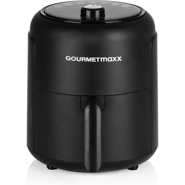 Фритюрниця GOURMETmaxx 2,3л Ідеально підходить для смаження, гриля, запікання тощо 8 різних програм Особливо нежирне та щадне приготування Таймер Автоматичне вимкнення 1000 Вт Чорний