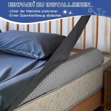 Бортик для ліжка дитячий захисний 2 шт сірий, захист від випадання для немовлят та дорослих, знімний чохол, антиковзкий