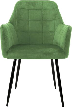 ECD Germany Комплект з 6 обідніх стільців з м'яким оксамитовим сидінням, металевими ніжками та підлокітниками, для вітальні та кухні, світло-зелений колір