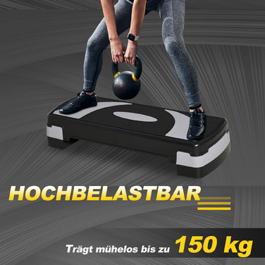 Сходи для аеробіки HOMCOM з 3 сходинками, регульована висота, 80 x 31 x 20 см, чорний+сірий