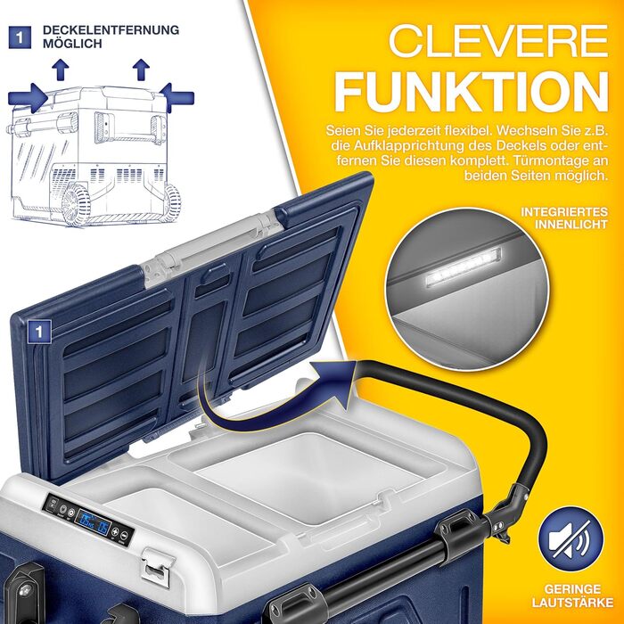 Автомобільний компресорний холодильник Tillvex 40-60 л з WiFi та охолодженням до -20°C (Navy Blue) | Електрична автохолодильна сумка 12/24V/230V для авто, вантажівок, кемпінгу з акумулятором