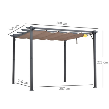 Сонячна альтанка Патіо Дах з люком Сад Alu Charcoal Grey+Coffee Brown 3x3x2.23 м | Аосом