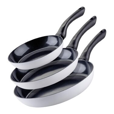 Набір сковорідок Fackelmann Arcadalina, 2 шт., діаметр 24 та 28 см, з екологічного алюмінію з керамічним покриттям, ергономічні ручки, для індукційних плит, стійкість до +150°C