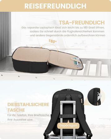 Чорний жіночий рюкзак LOVEVOOK 40L для подорожей з відділенням для ноутбука 17