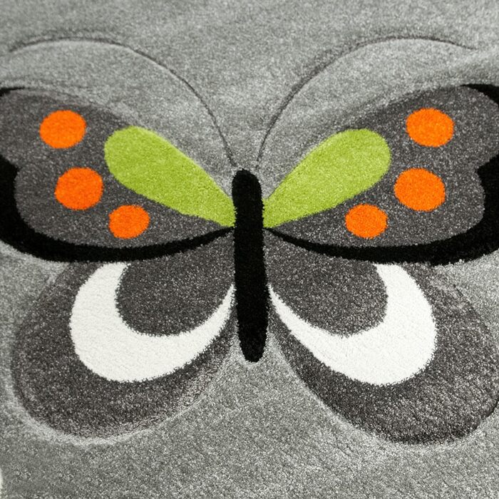 Барвистий килимок-метелик для дитячої кімнати u2012 підходить для алергіків u2012 (200 х 290 см, сіро-червоний)