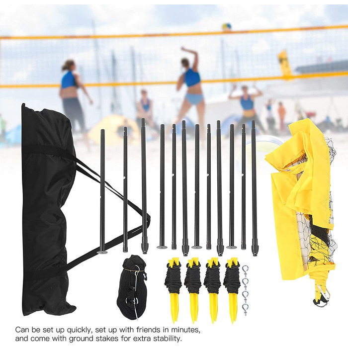 Волейбольне обладнання Wakects, портативна волейбольна сітка, регульована для використання на відкритому повітрі