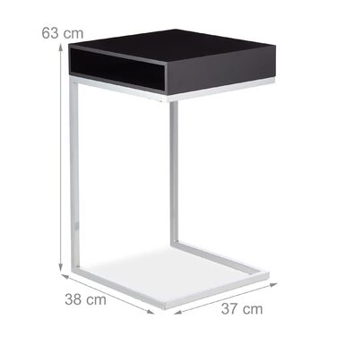 Зручний приставний столик Relaxdays у формі 'С' з полицею