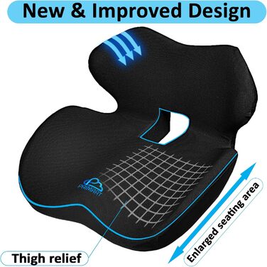 Подушка для сидіння PRIMART з Memory Foam для офісного, автомобільного, ігрового крісла, стільця для обідньої зони, для болю в попереку, куприку та для зняття тиску, підтримка попереку та спини
