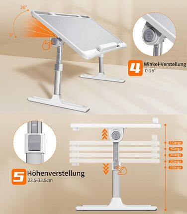 Зручний столик-підставка для ноутбука з регулюванням висоти, лапдеск для ліжка, дивана, софи. Сумісний з ноутбуками до 17 дюймів.