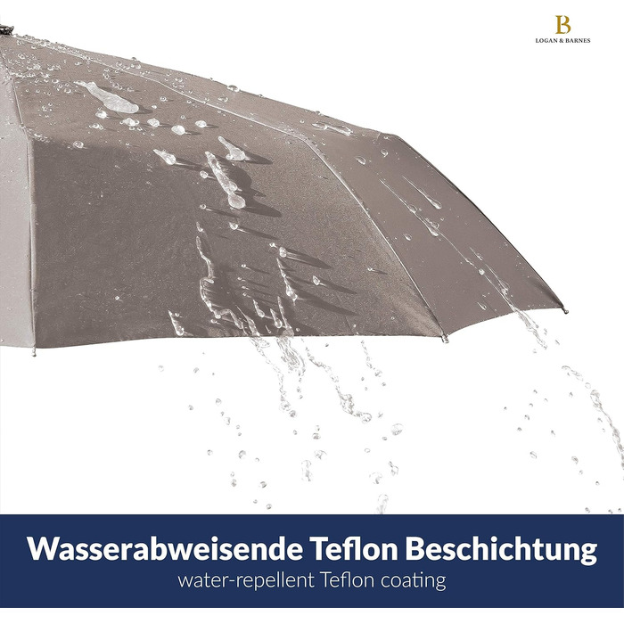 Складна парасолька LOGAN & BARNES штормова до 140 км/год, дерев'яна ручка, тефлонове покриття, модель Dublin (сіра)