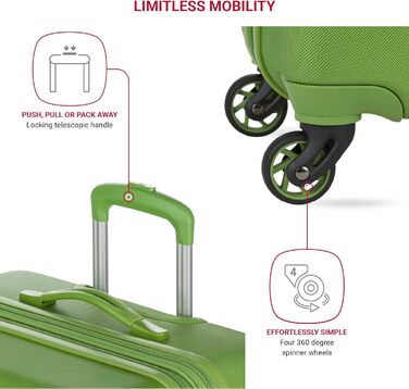 Набір валіз SwissGear 7366 Hardside з спінерами, розширювані, 3 шт. (19/23/27), зелені