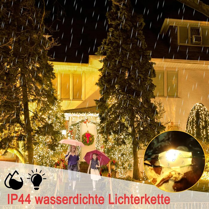 Льохтерна LED 100м з мідного дроту, 1000 LED, 8 режимів, IP44 (водостійка), з пульт та таймером, для прикраси на Різдво, в приміщенні та на вулиці, DIY, тепле біле світло