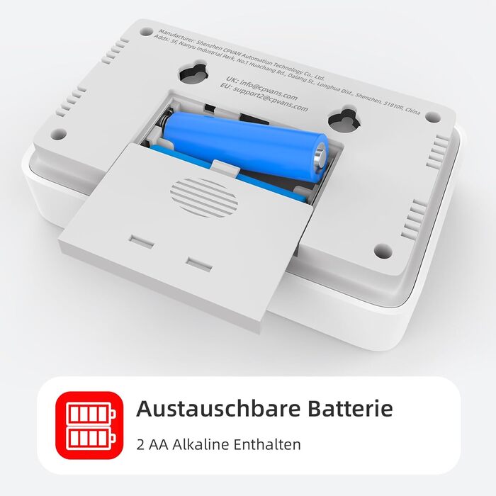 Виявлювач чадного газу CPVAN, 10 років служби, 3-в-1 з змінною батареєю, детектор CO з датчиком температури та вологості, EN50291, 1 шт.