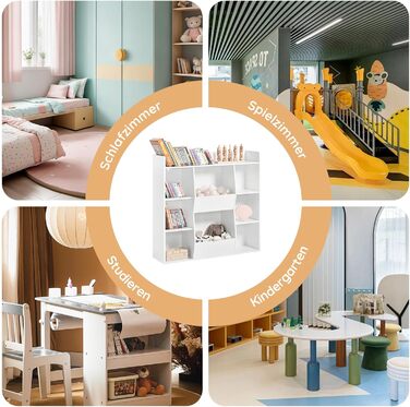 Полиця для книг SoBuy Montessori для дітей, зелена, 80x104x34 см (KMB55-K-GR)