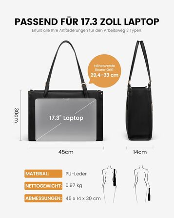 Сумка для ноутбука LOVEVOOK, жіноча, велика, водовідштовхуюча, чорна, 17 дюймів