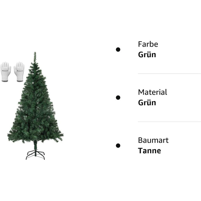 Штучна Різдвяна ялинка SALCAR 180 см, ялинкова штучна Різдвяна ялинка з металевою підставкою і рукавичками в якості різдвяної підставки