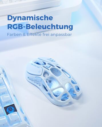 Миша ігрова бездротова GravaStar Mercury M1 Pro, 26000 DPI, 4K, PAW3395, 88г, Bluetooth/2.4G/кабель, RGB, 5 кнопок – Чорний градієнт (Електро-блакитний)