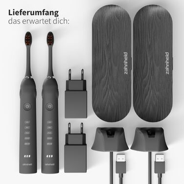 Електрична звукова зубна щітка Zahnheld® Gero G2 з чохлом для подорожей та насадкою | 5 режимів чищення, тривалий час роботи | Білий