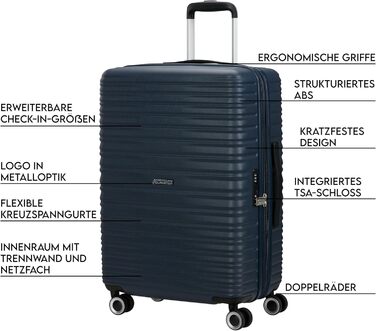 Набір валіз American Tourister Aerotech (3 шт.): ручна, середня, велика, розширювана, з TSA-замком, блакитний (Металевий Navy)