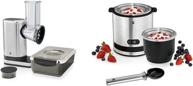 Електричний слайсер для овочів WMF Küchenminis Salat to go з 5 насадками та контейнером для салату