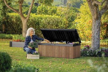 Ящик-скам'янка Keter 380л, водонепроникний, з вентиляцією, дерев'яний дизайн, витримує 300кг